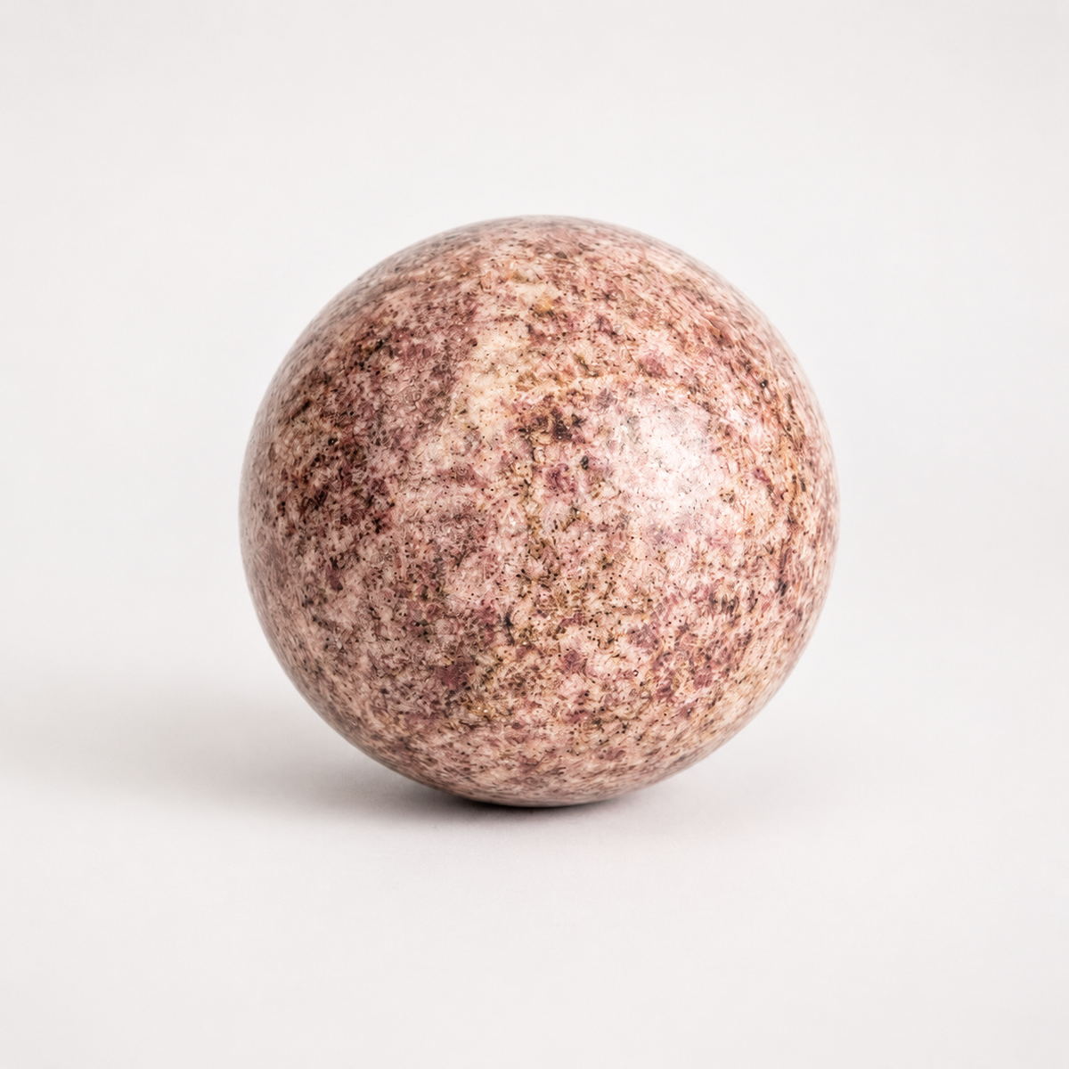 Ruby in Matrix polished crystal sphere 5cm with soft rose, cream and burgundy mottling