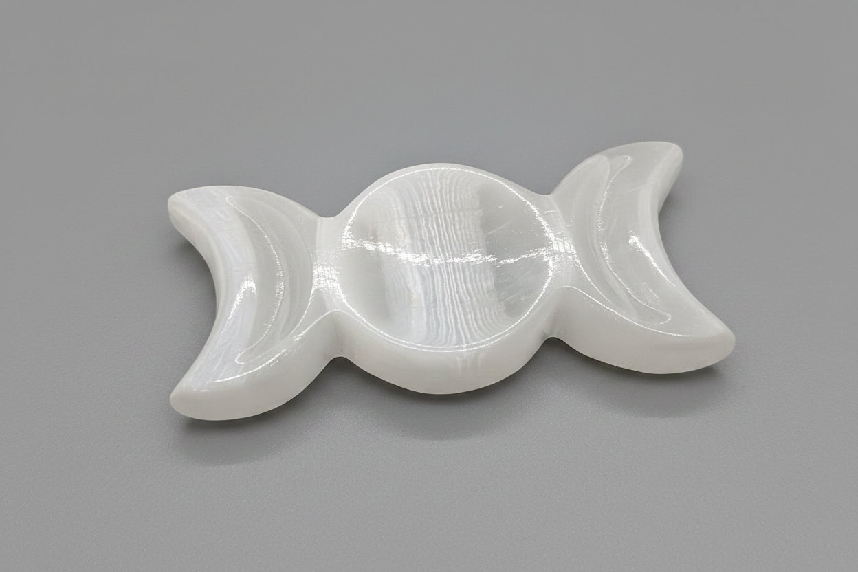 3 Moon Selenite Bowl