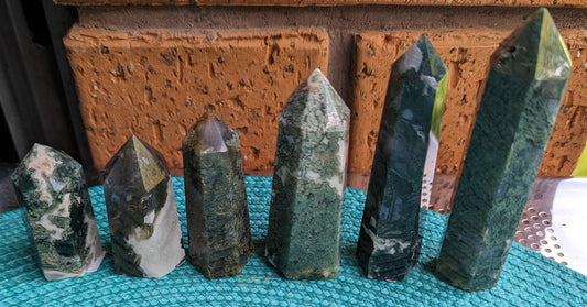 Green Moss Agate Tower