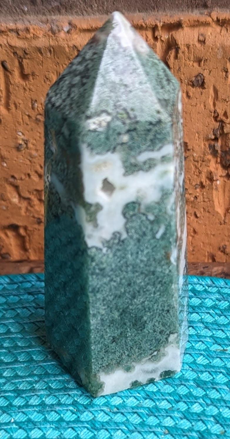 Green Moss Agate Tower