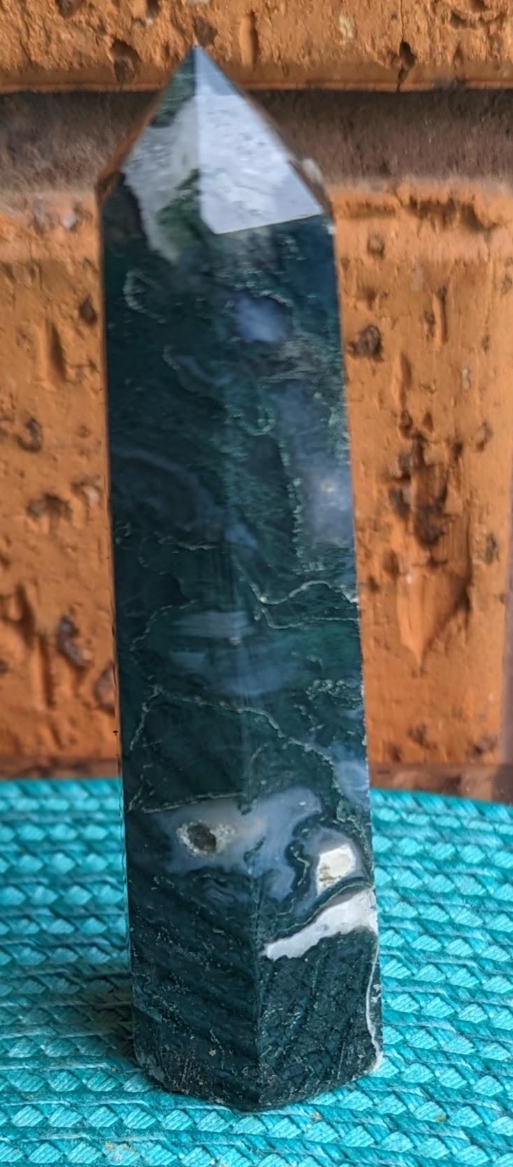 Green Moss Agate Tower