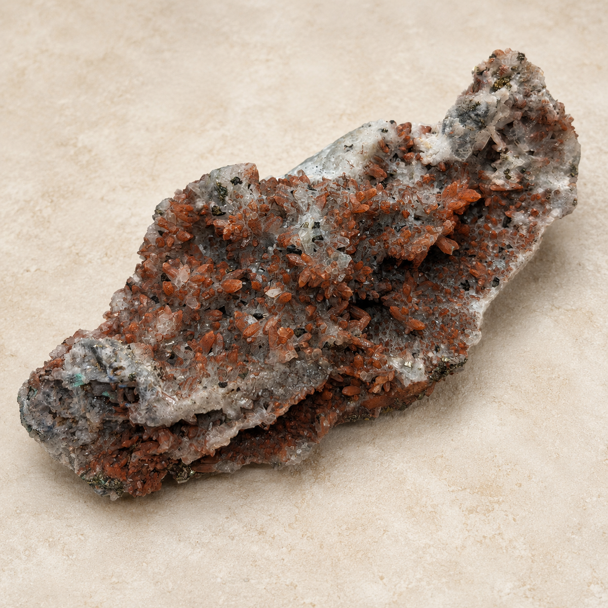 Red Vanadinite crystals in natural mineral matrix specimen